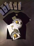 2016外贸男士新款T恤 潮牌BAPE字母猿人头男女情侣圆领短袖T恤