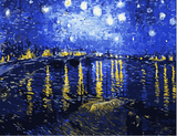 diy数字油画家居客厅风景夜景大幅手绘装饰画特价星空下的罗纳河