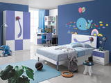 海豚墙贴墙纸贴画卡通动漫彩色海洋鲸鱼群气球儿童房幼儿园生日会