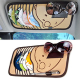 卡通汽车CD夹 可爱小熊遮阳板车用CD夹 车载多功能遮阳板套眼镜架