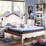 全实木儿童床男孩 女孩1.35米1.8米咖啡色美式套房家具环保单人床