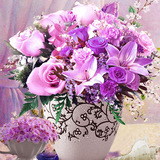 新款5D钻石画卧室餐厅欧式花瓶满钻贴砖紫色风姿圆钻十字绣钻石绣