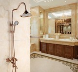 高品质豪华浴室卫生间全铜玫瑰金彩色可升降淋浴大花洒套装  包邮