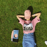 openlady 2016夏装新款韩版宽松字母图案印花短袖t恤潮个性女粉色