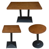 实木贴木皮餐桌组装西餐桌圆桌甜品奶茶店小方桌长桌子咖啡厅桌椅