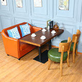 美式复古咖啡厅沙发双人甜品奶茶店西餐厅茶餐厅沙发卡座桌椅定制