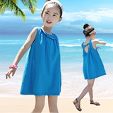 韩国儿童漏背连衣裙夏季女童公主裙夏装宝宝吊带裙子小女孩沙滩裙