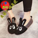 2015韩版秋冬季可爱卡通兔子平底棉鞋豆豆鞋毛毛鞋加绒女鞋懒人鞋