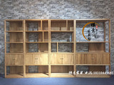 新中式禅意老榆木书柜书架实木展示柜会所免漆简约储物柜博古架