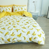 北欧现代简约韩国全棉四件套香蕉被套黄色床单纯棉1.8M床上用品