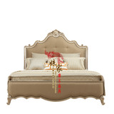 美式布艺实木雕花床 欧式新古典公主床卧室高档双人软包婚床1.8米
