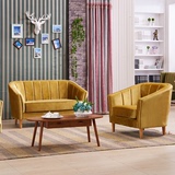 布艺沙发 单人双人小户型美式咖啡厅沙发 售楼处洽谈厅卡座沙发