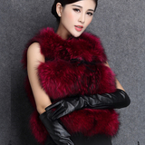 蔓淑菲时尚品牌秋冬韩版女士貉子毛短款韩版马甲背心女装外套皮草