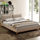 北欧实木床布艺床可拆洗小户型布床1.51.8米双人床现代软包床婚床
