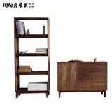 现代简约全实木书柜原木家具置物架黑胡桃木书架无印良品文艺日式