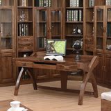 金丝胡桃木办公桌 全实木胡桃木电脑桌 现代中式个性办公桌电脑桌