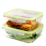 fasola玻璃保鲜盒大容量微波炉耐热饭盒便当盒冰箱密封盒子长方形