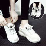 2016春款韩版运动鞋女鞋子白色板鞋内增高银色休闲鞋串珠小白鞋潮