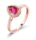 巴西天然粉红碧玺18k玫瑰金女结婚戒指镶南非钻彩色宝石珠宝定制