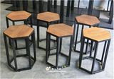 矮凳实木坐凳换鞋凳简约六边凳创意铁艺沙发凳复古餐椅床边几短凳