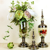 家居客厅家装饰品水晶玻璃花瓶花器摆件 欧式美式样板房间摆设