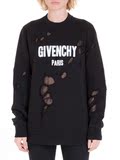 代购Givenchy/纪梵希2016春夏新款黑色火烧效果长袖卫衣女装
