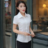 韩版白衬衫女短袖新款潮职业装修身半袖工作服学院女衬衣大码女装