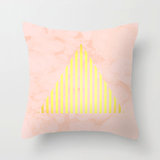 黄色粉色晕染三角条纹清新简约北欧宜家欧美靠垫抱枕靠枕靠垫套