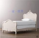 复古美式乡村风格实木双人床欧式白色实木雕花公主床儿童床