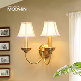 摩灯时代 美式乡村全铜壁灯 床头灯镜前灯欧式简约客厅双头壁灯