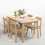 简约家用欧式餐桌全橡木饭桌纯实木简易餐桌饭店桌子组装木质桌子