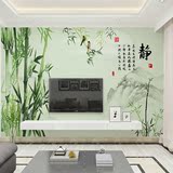 现代中式花鸟水墨山水墙纸客厅电视背景墙壁纸素雅禅意竹子壁画