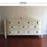 高端定制欧式美式新古典实木梳妆台抽屉柜中式象牙白做旧卧室斗柜