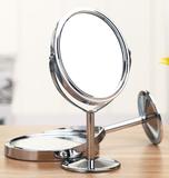 包邮圆形椭圆旋转化妆镜公主镜背面放大圆形椭圆金属台式双面镜子