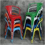欧式复古铁皮餐椅餐饮座椅工业风金属椅户外铁椅子设计师铁艺椅