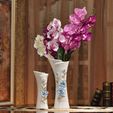 现代欧式百合花富贵竹水培陶瓷花瓶摆件创意家居客厅花插蓝色花器