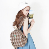 包包2016新款小号格子双肩包女士韩版帆布潮书包英伦中学生小背包