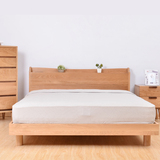 包邮北欧简约原木床全实木1.5米 1.8米双人床 插座床 橡木床 特价