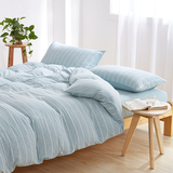 天竺棉裸睡四件套纯棉针织棉1.8m床简约全棉床单被套床笠床上用品