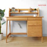 日式纯实木书桌电脑桌简约书柜松木家具实木学习桌办公桌连体现代