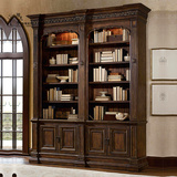 出口外贸橡木书柜可拆装两门带梯大书柜书橱书架欧式仿古家具定制