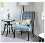特价美式实木餐椅 新古典绒布艺拉扣休闲椅 法式简约书椅 咖啡椅