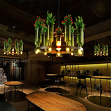 美式创意盆栽植物吊灯复古餐厅咖啡厅个性水果店玻璃酒瓶装饰吊灯