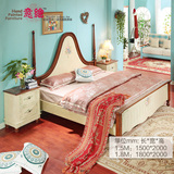 韩式风格家具板式床双人床手工彩绘矮床公主床家庭式睡床新款特价