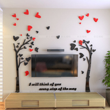 大树3D水晶立体墙贴客厅沙发电视卡通爱心背景墙亚克力家居装饰画