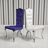 不锈钢欧式酒店餐桌椅组合简约现代高档餐椅绒布餐厅高靠背座椅子