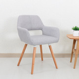 美式实木餐椅带扶手靠背软包布艺椅子婚纱影楼接待创意现代简约椅