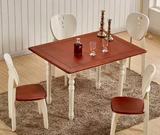 钢化玻璃欧式餐桌地中海实木椅子家庭多功能可折叠伸缩烤漆圆饭桌