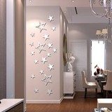 2016新款亚克力镜面墙贴五角星星卧室客厅天花板创意装饰镜子贴