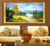 手绘有框油画欧式客厅山水风景玄关 挂画 壁画暖色乡村景装饰画